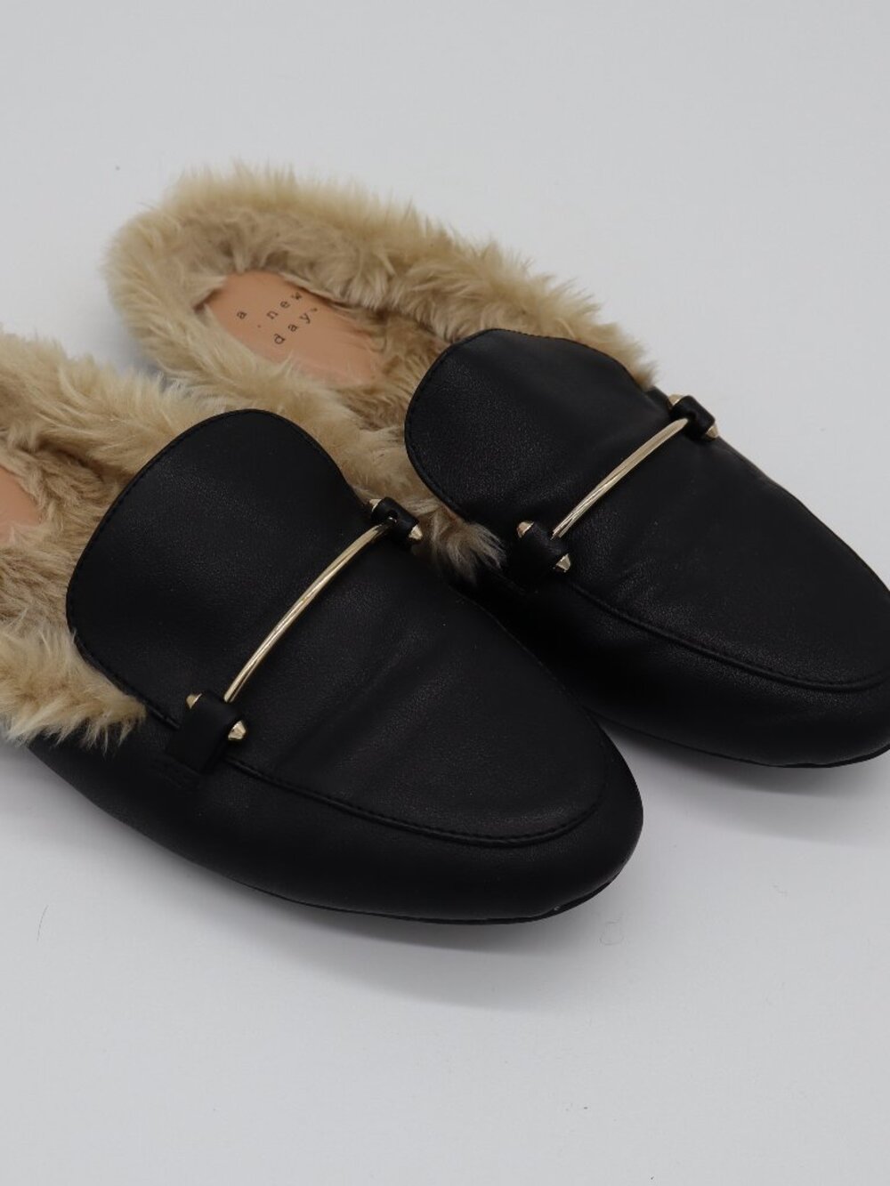 Faux leather mule slippers with faux fur lining, A New Day Rebe